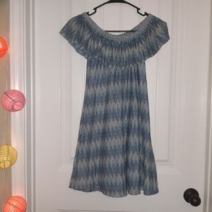 Derek Heart Blue-Green Chevron Dress